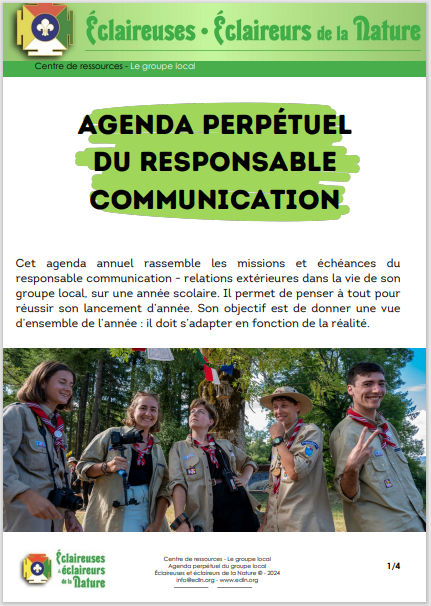 <b> Agenda annuel du responsable communication </b>